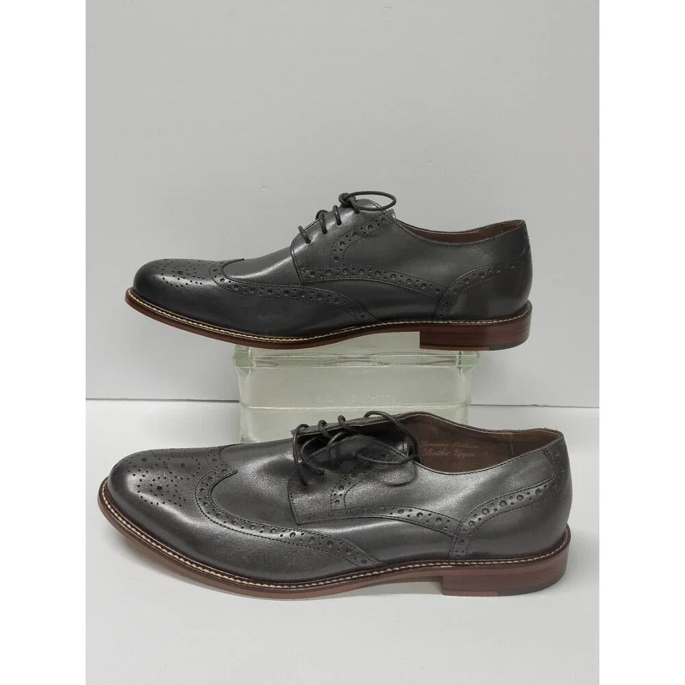 Joseph Abboud Gray  Leather Oxford Dress Shoes Adult Size 12 Mens